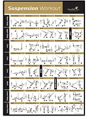 REYTOL Fitnessstudio Suspension Workout Fitness Poster Bodybuilding Motivation Wand Bilder Home Fitnessstudio Suspension Workout Guide Diagramm Leinwand Bild Dekor（Kein Rahmen）