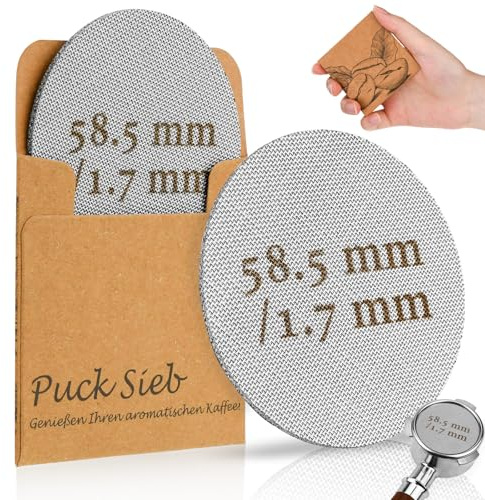 Puck Screen 58mm, Puck Screen 58.5 Puck Sieb Mellbree 2 Stück Gesinterte Kaffeefilter für Espresso Coffee Siebträger Zubehör 1.7mm Dicke 150μm Edelstahl 316 Wiederverwendbar Rostfrei