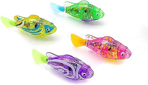 MASINIES 4 Stück Schwimmroboter Fischspielzeug für Katze und Hund mit LED-Licht, interaktives Katzen-Hundespielzeug, um den Jägerinstinkt Ihres Haustieres zu stimulieren