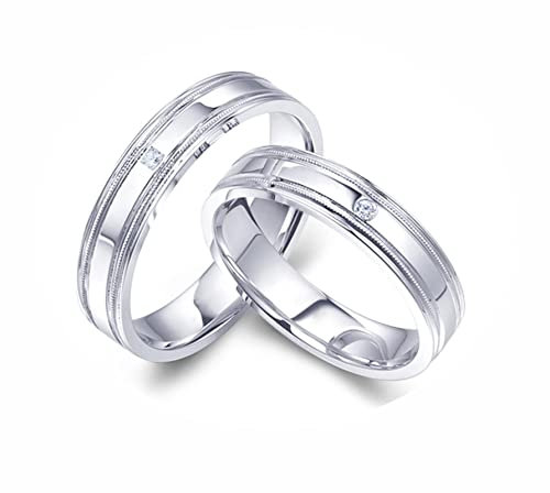 AMDXD Goldschmuck Ringe Diamant 0.02ct, Preis für 2 Verlobungsring Platin Klassiker Design Freundschaftsringe Hochzeitsring Eheringe, Damen 53 & Herren 61