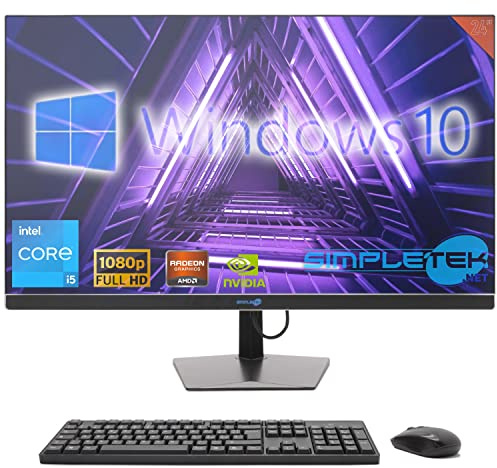 SIMPLETEK - PC tout-en-un 24 FHD 60 Hz Core i5 Windows 10 | Carte vidéo dédiée GTX1650 4 Go | 16 Go RAM SSD 2 To | Travail, Gaming
