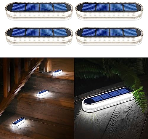 YiLaie Lampe Solaire Exterieur Jardin, Lampe Solaire Exterieur, Lumière Blanche 5700K LED Spot Solaire Exterieur Avec Auto On/Off Lampadaire Exterieur IP68 Etanche Solaire Luminaire Exterieur, 4 pcs