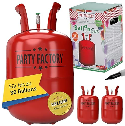 Helium Ballongas 3er Set für je 30 Ballons | Heliumflasche 200L Gasfüllung Folienballons Luftballons | Party Factory Heliumgas fürHochzeit (1 x 3er Set Ballongas 30)