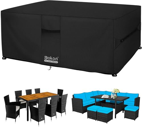 Dokon Funda Mesa Exterior Impermeable, Funda Muebles y Sofa de Jardín