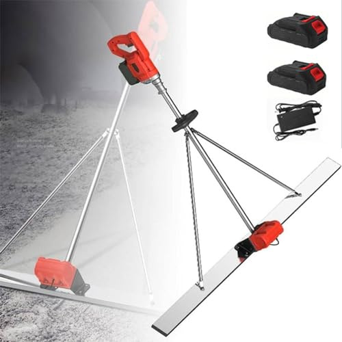 Massetto per Calcestruzzo, Vibratore Elettrico per Calcestruzzo con Motore Senza Spazzole, Batteria al Litio Livellatrice Vibrante per Cemento, Livellatrice per Calcestruzzo,2M-2Xbattery