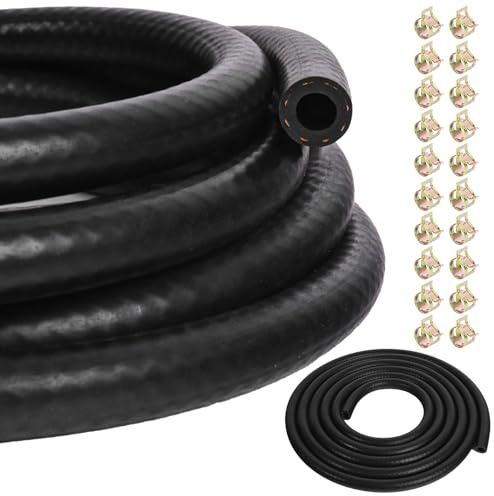 Mangueras de Combustible, 3 metro, 4 mm Manguera de gasolina, Tuberia de Combustible Kit con 20 Piezas Acero Inoxidable Abrazadera de Manguera Para Motocicletas, Automóviles, Barcotractor