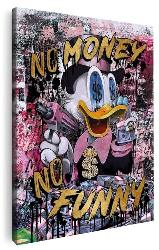 Artmazing | Dagobert Duck Bild Bunt | S-Art Bilder Modern | Leinwandbild XXL für Wohnzimmer | Wandbild Deko | Buntes Poster für Wand