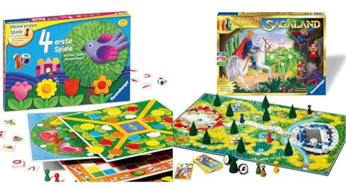Ravensburger 21417-4 erste Spiele - Spielesammlung für die Kleinen - Spiele für Kinder ab 3 Jahren & 26424 - Sagaland - Gesellschaftsspiel für Kinder und Erwachsene