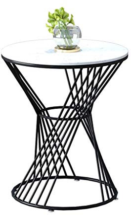 Nachttische Marmor-Beistelltisch, einlagiger Couchtisch aus Metall, Multifunktions-Wohnzimmer-Schlafzimmer-Balkon-Verhandlungstisch, 50 * 50 * 65 cm Korbtisch (Farbe: Schwarz, Größe: 50 * 50 * 65 cm)