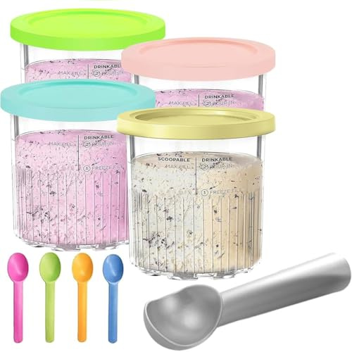 DAKLUNAR 4 Stück Ninja Creami Behälter für NC501 NC500-Serie 680ML 11-in-1 Eismaschine, BPA-Frei Creamy Deluxe, Spülmaschinenfest