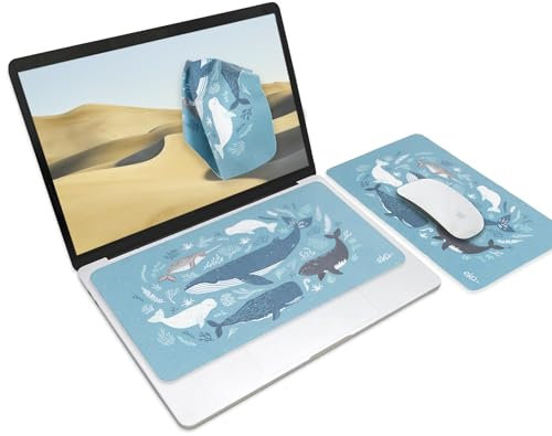 SenseAGE Microfasertuch Tastaturschutz mit attraktiv Bilder für 13-16 Zoll Laptop MacBook | 3 in 1 Mauspad, Bildschirmreiniger, Display-, Tastaturabdeckung | Notebook Schutztuch, Azurblaues Meer