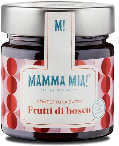 Confettura ai frutti di bosco 78%: mirtillo selvatico, lampone, ribes rosso e ribes nero, senza conservanti prodotto artigianale italiano 100% (6 Confetture)