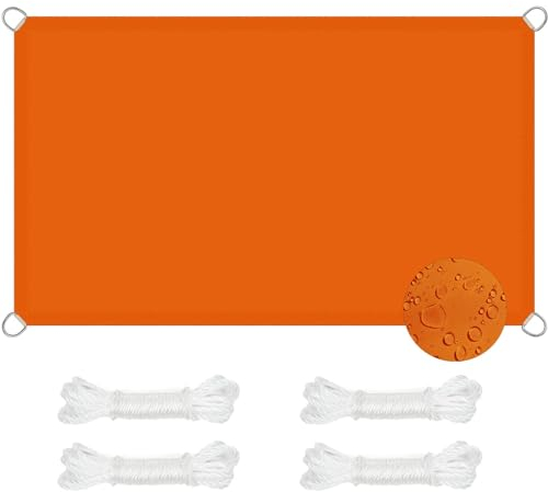 Sonnensegel Sonnenschutz Windschutz 6.5 x 9.5 m Reißfest Wetterfest Robust Stabil Wasserdicht Sonnensegel Segeltuch Pergola mit Befestigungsset für Balkon Terrasse Garten, Orange
