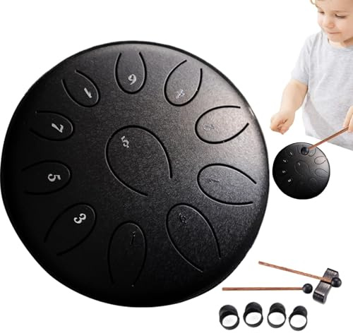 Steel Tongue Drum 6 Zoll 11 Noten, Steel Tongue Drum Rain Chime | Meditation Drum, ni Handpan Drum Für Meditation Yoga Musikerziehung Mit Regentrommel, Drumsticks, Drumstick Pad, Finger Pad