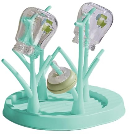 GkgWuxf - Secador de botellas, soporte para secadores de botellas con diseño en forma de árbol, soporte para biberones estable con base antideslizante y almacenamiento para viajes