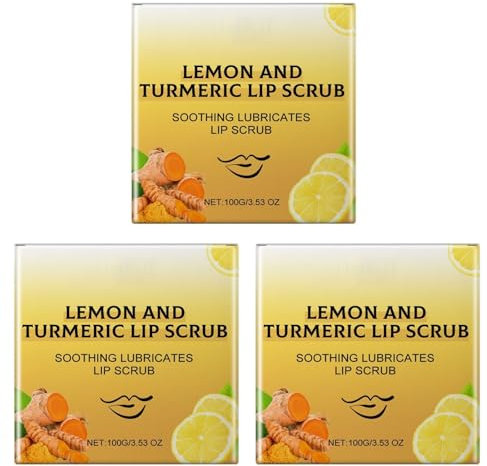 Kurkuma-Lippenpeeling, Lippenpeeling, Kurkuma-Vitamin-C-Peeling, Aufhellungsbehandlung für dunkle Lippen, Lippenaufhellung für dunkle Lippen von Rauchern, Kurkuma-Zitronen-Lippenpeeling (3pcs)