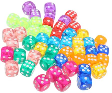 DRESSOOS 100stücke Transparente Acryl Würfel Runde Kanten Partyspiel Zubehör Für Brettspiele Und Mathe-Spiele Für Zusammenkünfte Und Ktv