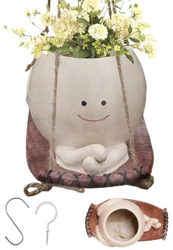 FuyoSegen Swing Face Planter Pot, vasi sospesi in resina per piante da interno e da esterno, vasi succulenti per piante a forma di collana di perle, idee regalo per la mamma, decorazioni per la casa
