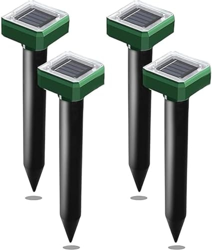 LELYFIT Lot de 4 répulsifs solaires à ultrasons pour rats - Pour pelouse, jardin, cour, machine anti-rats