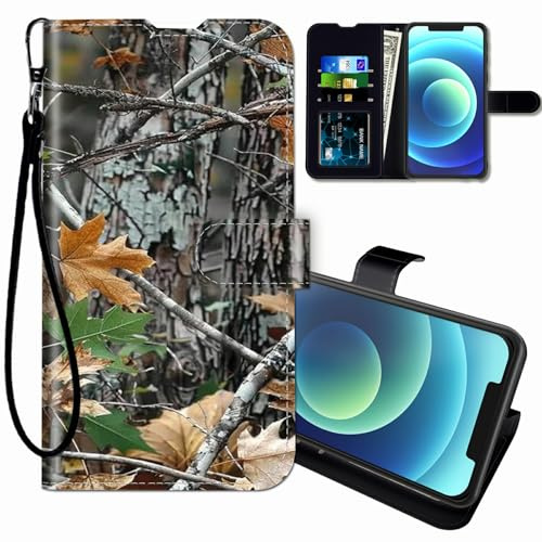 BEOTIWAD Étui portefeuille pour Samsung Galaxy XCover 7, avec dragonne, porte-cartes de crédit, fermeture magnétique, résistant aux chocs, chasse avec arbres de camouflage