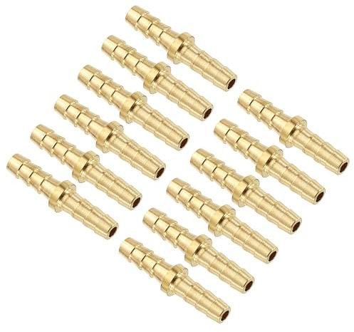 Kozelo Pack of 12 Brass Hose Barb Fittings 1/8(3mm) Hose Barb to 1/8(3mm) Fittings for Water Air Oil Gas Fuel Pipe Connections | for Home Machines, Massage Bathtubs, and Irrigation Systems