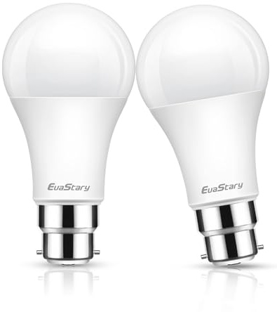 EvaStary 17W Bayonet Light Bulbs, 150W Equivalent 6000K Bayonet Daylight Bulbs, B22 LED Light Bulbs Bayonet 1500LM, A60 BC GLS Energy Saving Bulbs, Not-Dimmable, 2Pack