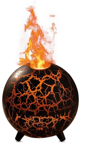 JNJOOD Volcano Humidifier Flame Diffuser 200ML USB 7 Colors Flame Aromatherapy Diffuser Colorful Crack Flame A
