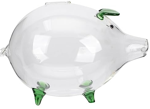 Alcancía de Cristal Transparente Cerdito Verde para Niños, Ahorro