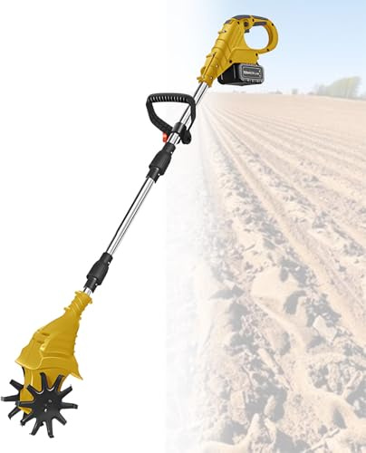 Electric Garden Tiller, Cordless Cultivator for Soil Plowing and Weeding, 270 RPM, Includes 1 Battery and Dual Blades