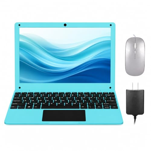 Fwmntu Mini computer portatile con Celeron N4000, 8 GB di RAM, SSD da 256 GB, schermo HD IPS, notebook educativo portatile per l'apprendimento, lavoro d'ufficio, blu
