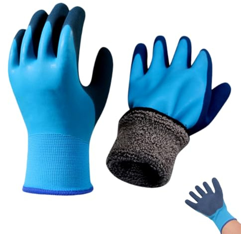 WUSJCOF 1 paio Guanti da Lavoro Invernali Impermeabili Termici Caldi in Nylon Doppio Rivestimento Isolati con Grip per Montaggio (Taglia L)