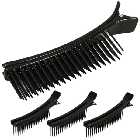 BELLIFFY 4 Stück Teiliges Haarstyling Clips Ergonomische Haarspangen für Präzises Abteilen Starke Haltekraft Leicht und Kompakt für Friseure und Heimgebrauch Schwarze Haarklammern für