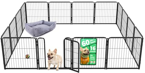 FXW Homeplus Welpenauslauf für Innen, 60 cm, 16-teilig | Entspanntes Spielen, Halboffen, Leichter Aufbau, Schwellenloses Tor, Erweiterbar, Für Welpen und kleine Hunde, Patentiert