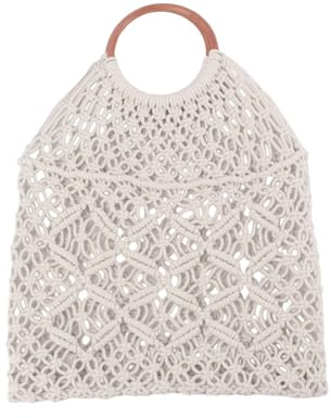 AOOOWER Bolso de mano a juego para mujer, bolsa de vacaciones, cuerda de algodón, tejido a mano, para playa, mujer, bolso de mano de gran capacidad, para viajes en la playa, White, One Size