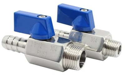 1pcs Ball Valve SS304 1/8-1/4-3/8-1/2to7mm-8mm-10mm12mm-12.7mm-14mm-16mm-18mm-20mm(1I2inchX12mm 103g)