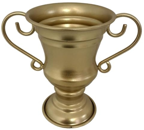 Ronyme Pot de Fleurs Vintage en Forme de trophée, jardinière Artisanale en Fer, Contenant pour Plantes pour Jardin, Chambre, intérieur ou Bureau, Or