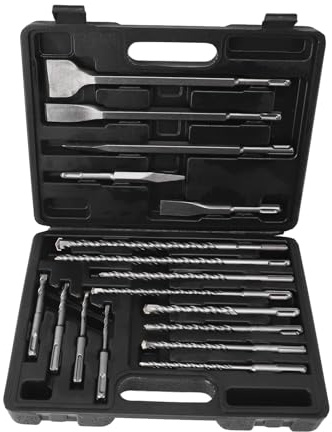 Set combinato di punte per scalpello per trapano a percussione da 17 pezzi, parti di martello rotante elettrico per piastrelle di cemento, strumenti di costruzione in acciaio