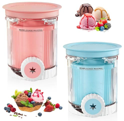 DAZZTIME Recipiente para Helados Ninja Creami,2 Piezas Contenedores para Ninja Creami Pint,Accesorios para Máquina de Helado Serie NC701EU,Apto para Lavavajillas,Sin BPA