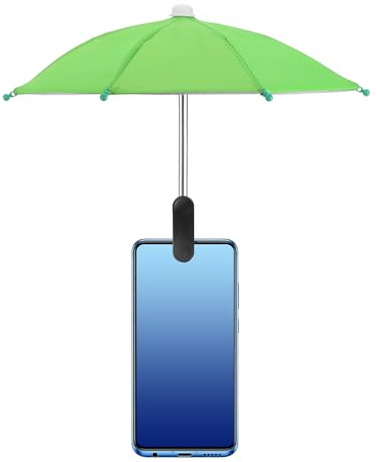 sourcing map Phone Umbrella - Adjustable Cell Phone Umbrella Sun Shade with Stable Clip Universal Mini Cellphone Shade Cover for Beach/Pool/Outdoor, Green
