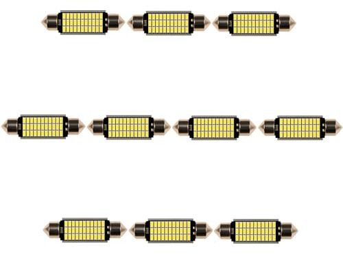 LED 12V Soffitten 39 mm 30SMD Innenraum PKW Lampe Auto Ersatz Beleuchtung warmweiß kaltweiß weiß (kaltweiß, 10 Stück)