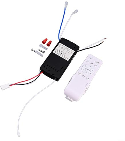 Set telecomando per ventilatore da soffitto con ricevitore, convertitore di frequenza controllo per luce e ventilatore, 1-6 livelli, 90-265 V, portata > 30 m, alloggiamento PC (versione inglese)
