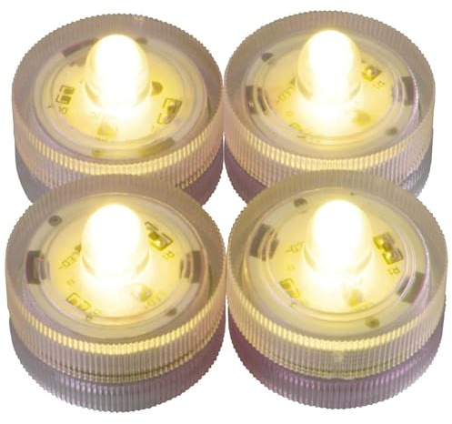 LED-Highlights Deko Kerzen Teelichter 4 er Set gelb leuchtend wasserdicht kabellos Batterie Stimmungslicht Innen Aussen