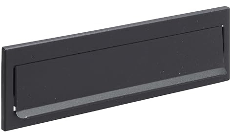 ARREGUI C604 Entrée de boîte aux Lettres en Acier pour Porte, Mur et Portail, Bouche d'entrée de Boite aux Lettres extérieure de 23 x 3 cm, Résistant, Installation Facile, 24,8 x 7,3 cm, Noir
