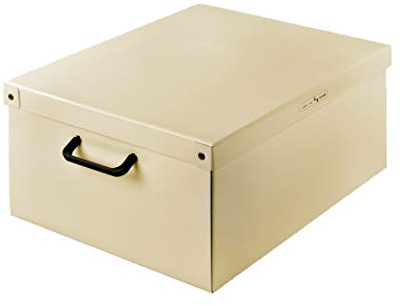 1 Unità, Scatola armadio in cartone, scatola per vestiti e biancheria, per cambio stagione, BEIGE 50x40xh25 cm. Scatole cartone con coperchio rettangolari, scatole per armadio bambini.