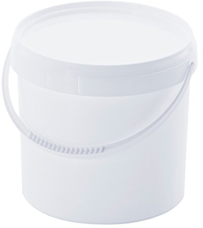 plasteo® 50 x 5 Liter Kunststoffeimer Behälter Kübel mit Schnappverschlussdeckel und Henkel | Lebensmittelechter Kunststoff | Stabil und Stapelbar | Fest Verschließbar | BPA Frei | Weiss