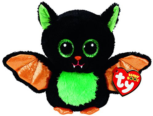 Ty 37235 Beastie - Fledermaus schwarz/bunt, 15 cm, mit Glitzeraugen, Glubschi S, Beanie Boo S, Halloween limitiert