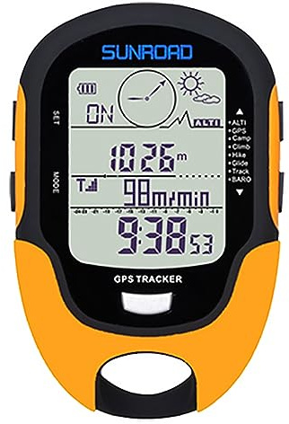 AMTAST Multifunctional Digital Altimeter Portable Altimeter 6-in-1 Altimeter, Barometer, Thermometer, Hygrometer, Compass and Weather Forecast for Hiking, Camping, RVs and Outdoor Activities (Yellow)