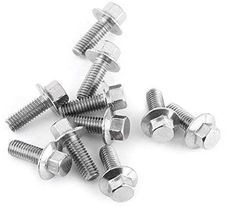 Akozon Edelstahl metrische Hexenkopf Flansch Schrauben, Kappen Unterlegscheiben Schrauben Fasteners 10pcs M6(M6*16)