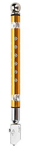 Handrad Art Glasschneider Hartmetallschneiden Rad Metallgriff Handwerkzeuge für dickes Glas Mosaik und Fliesen Bleistift Form Design Ergonomischer Griff für Glas Stärke 3~15mm (Golden)