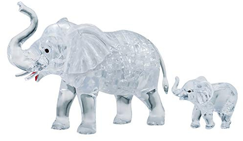 Kristallpussel | 3D elefantpar | transparent design | 46 delar | byggsats för barn och vuxna | HCM Kinzel